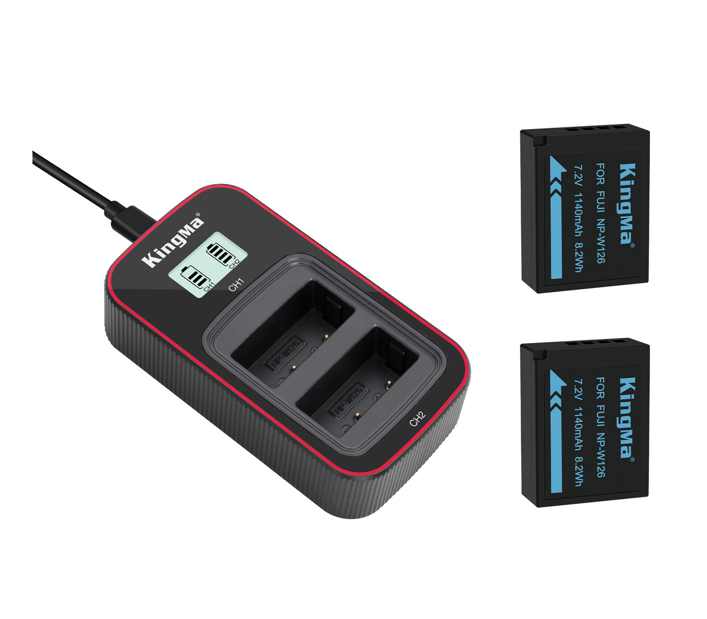 Зарядное устройство Kingma BM058 + 2 аккумулятора NP-W126 1140 мАч