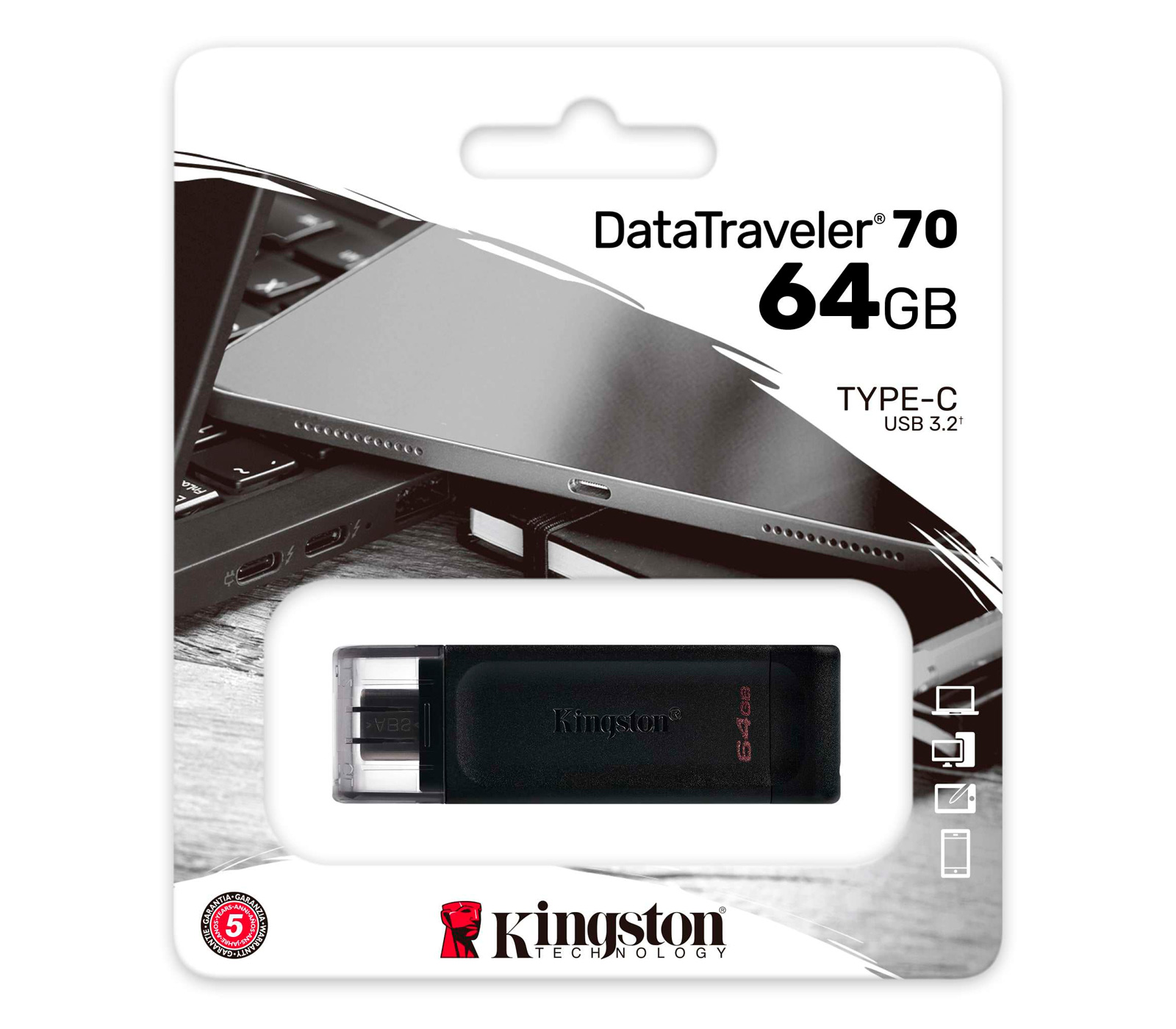 Накопитель Kingston USB 3.2 Type-C 64GB DataTraveler 70