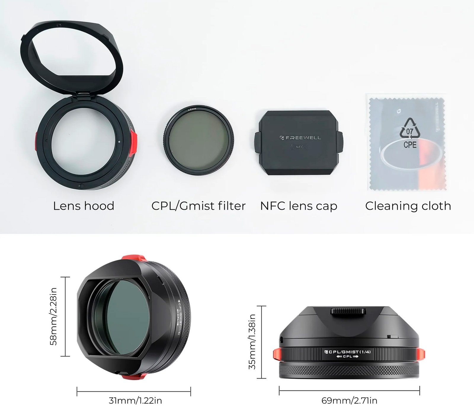 Бленда Freewell Leica Q3 43 Real Lens Hood с фильтром CPL/Black Mist 49 мм