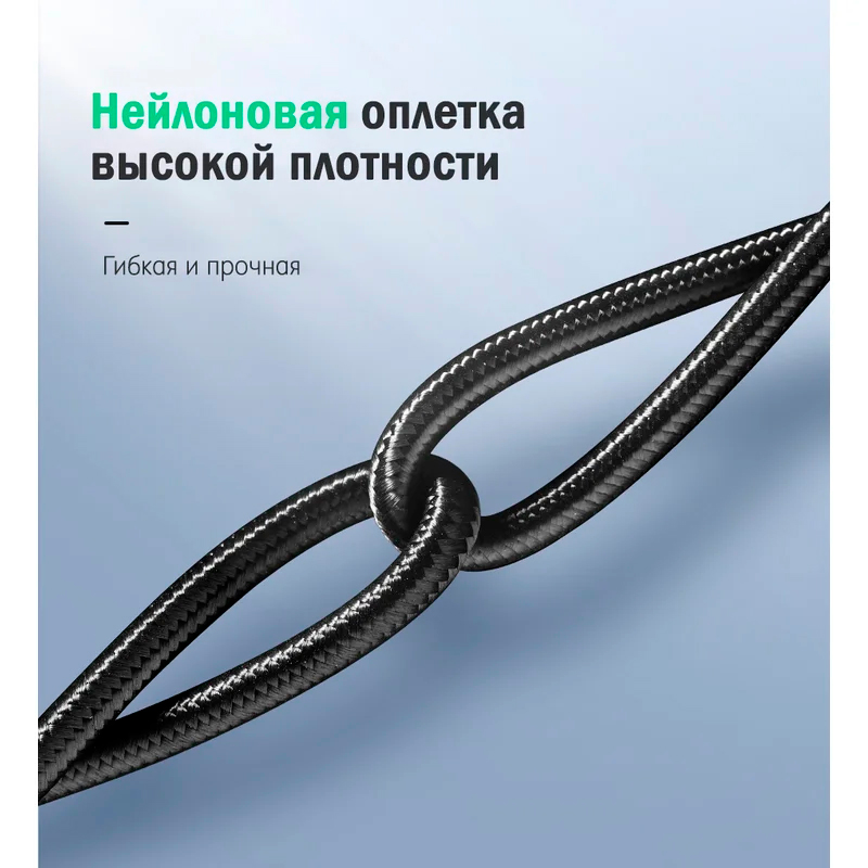Кабель Ugreen US316, USB-C - USB-C, 100 Вт, 5A, 1 м, серый