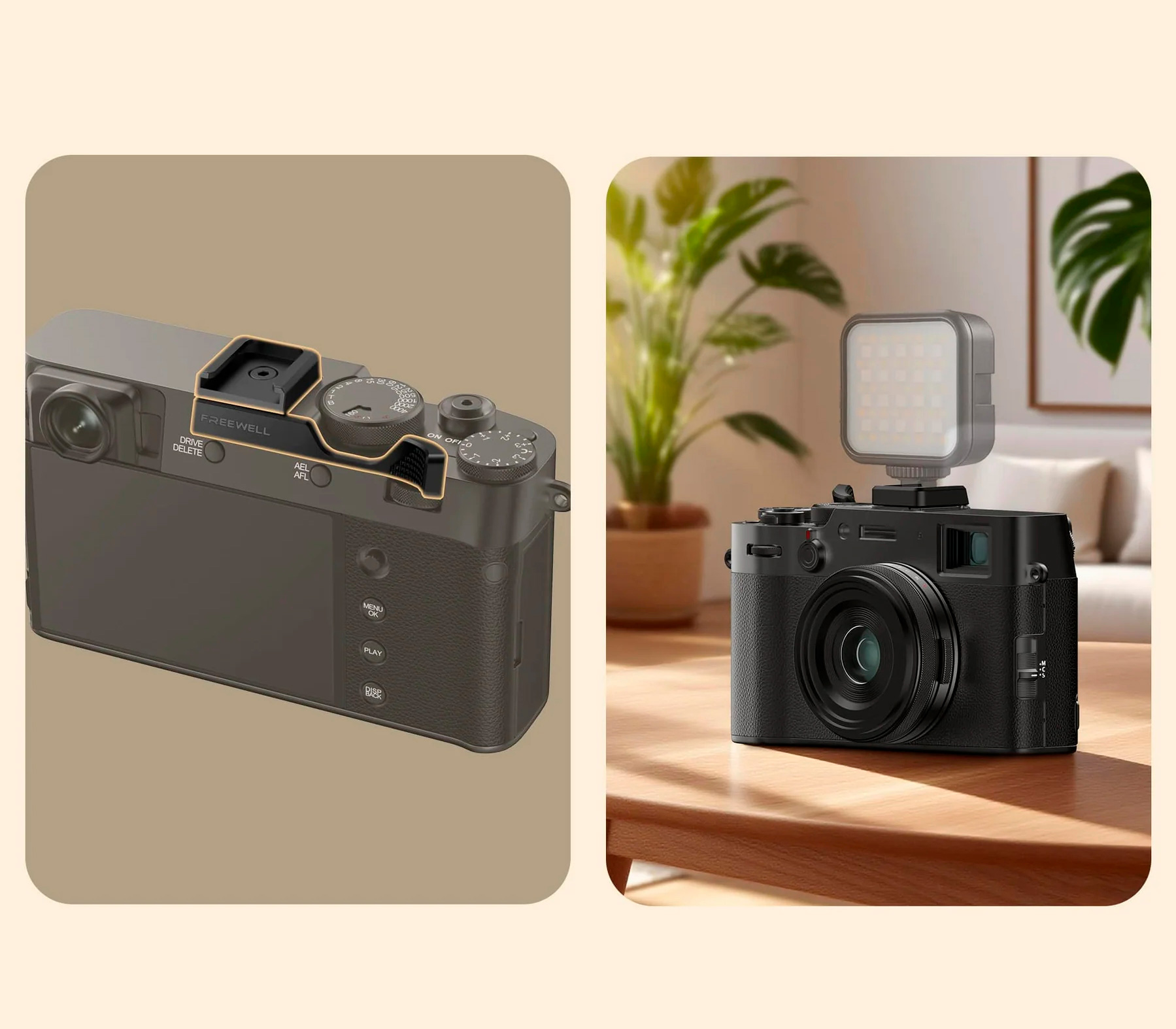 Упор для большого пальца Freewell Thumb Grip для Fujifilm X100VI, с башмаком, черный