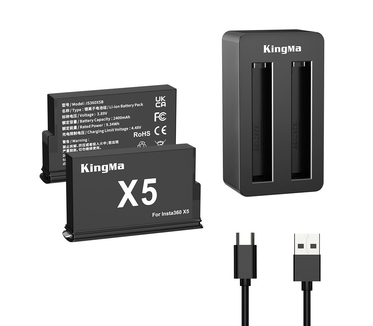 Зарядное устройство Kingma BM072 + 2 аккумулятора для Insta360 One X5