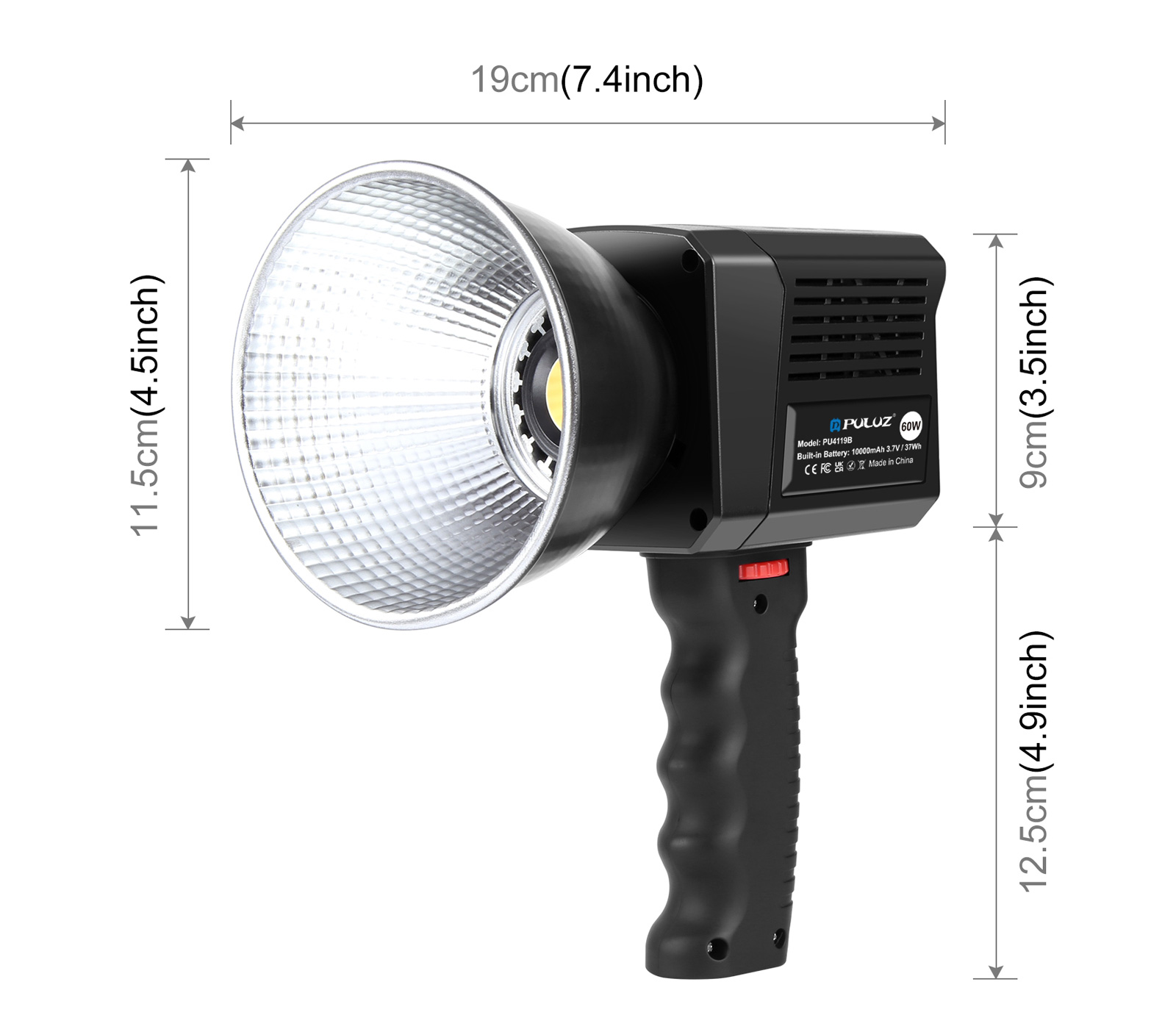 Осветитель Puluz PU4119B, светодиодный, 60 Вт, 2500-6500К, MIni Bowens