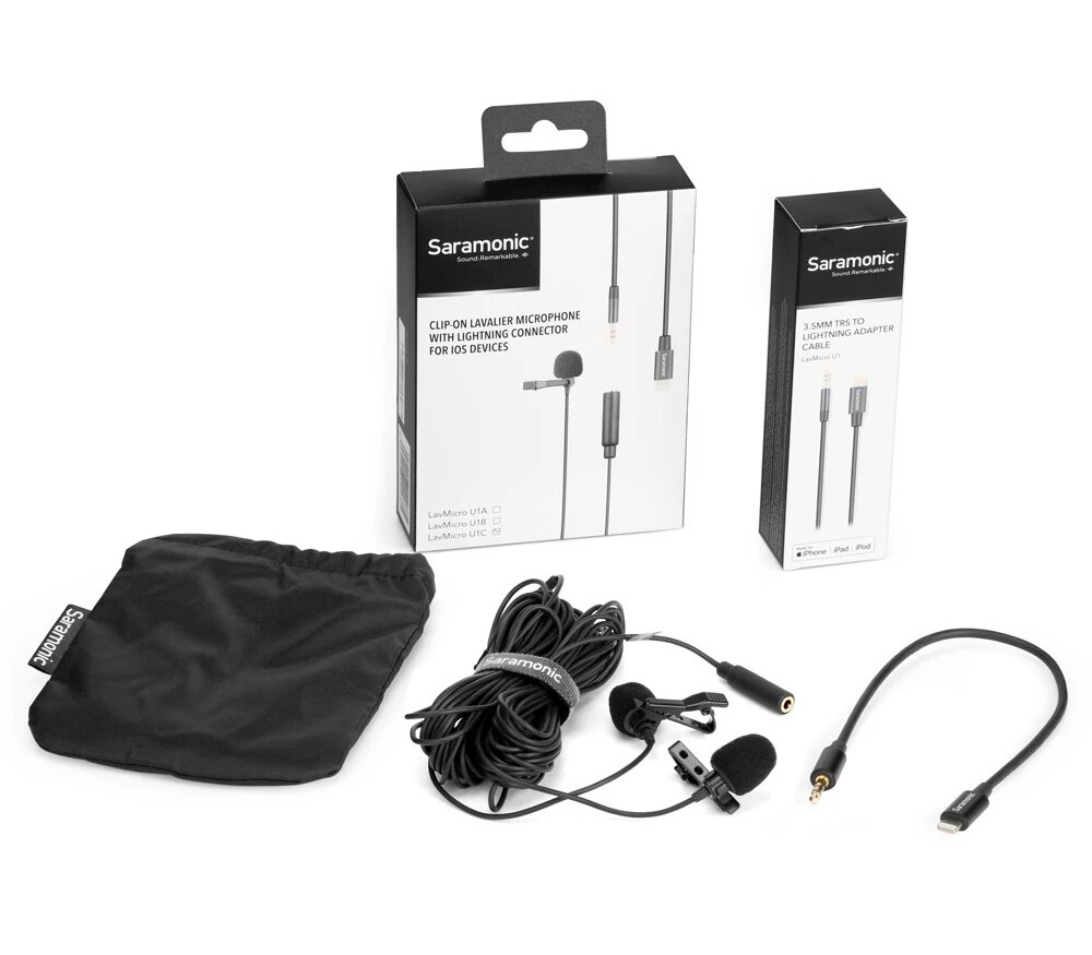 Микрофон Saramonic LavMicro U1C двойной петличный, кабелем 6м, Lighting + 3.5 мм