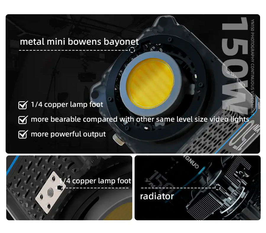 Осветитель Yongnuo YN150LI Kit, 3200-5600К, с рукояткой и сетевым адаптером, mini Bowens