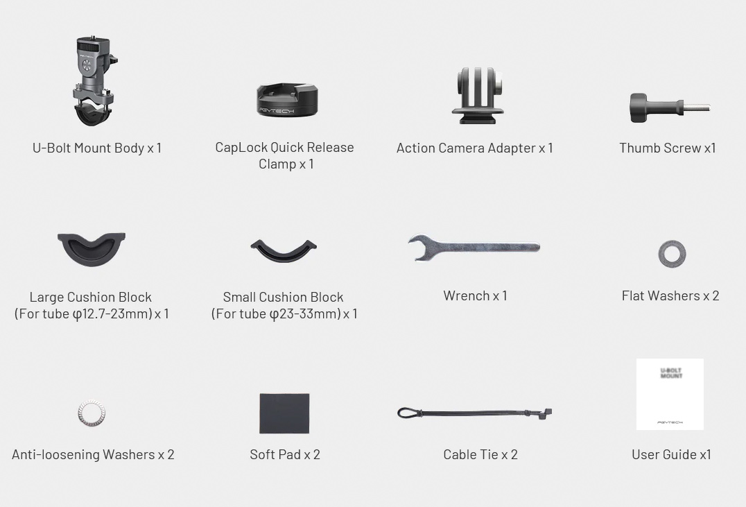 Крепление PGYTECH U-Bolt Mount, на трубы 13-33 мм