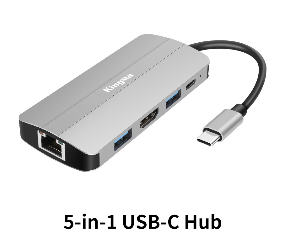 Хаб 5-в-1 Kingma BMU034, USB-C, 2х USB-A, Ethernet, HDMI 2.0