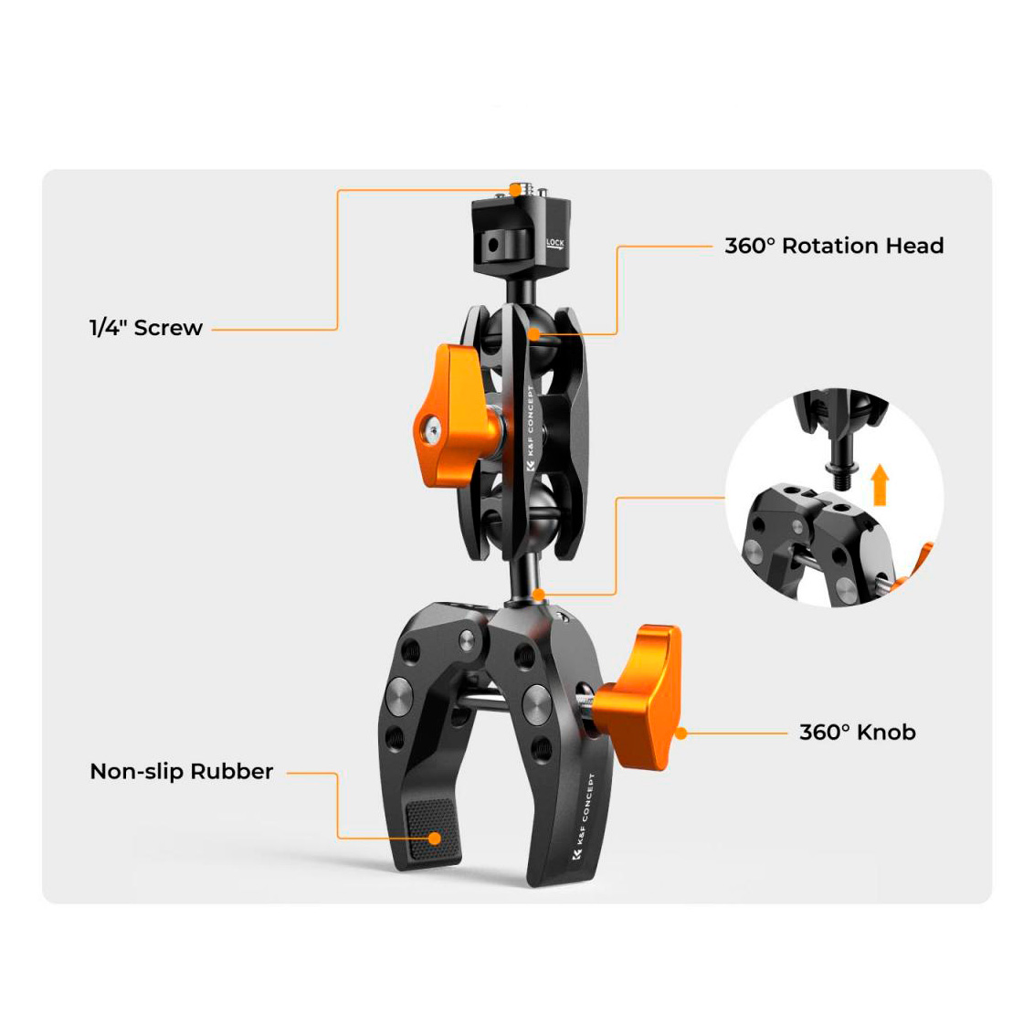 Кронштейн K&F Concept MS13, Magic Arm с зажимом Super Clamp