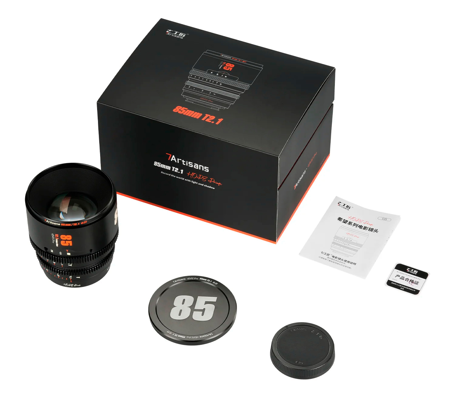 Объектив 7Artisans 85mm T2.1 Hope Prime Canon RF, черный