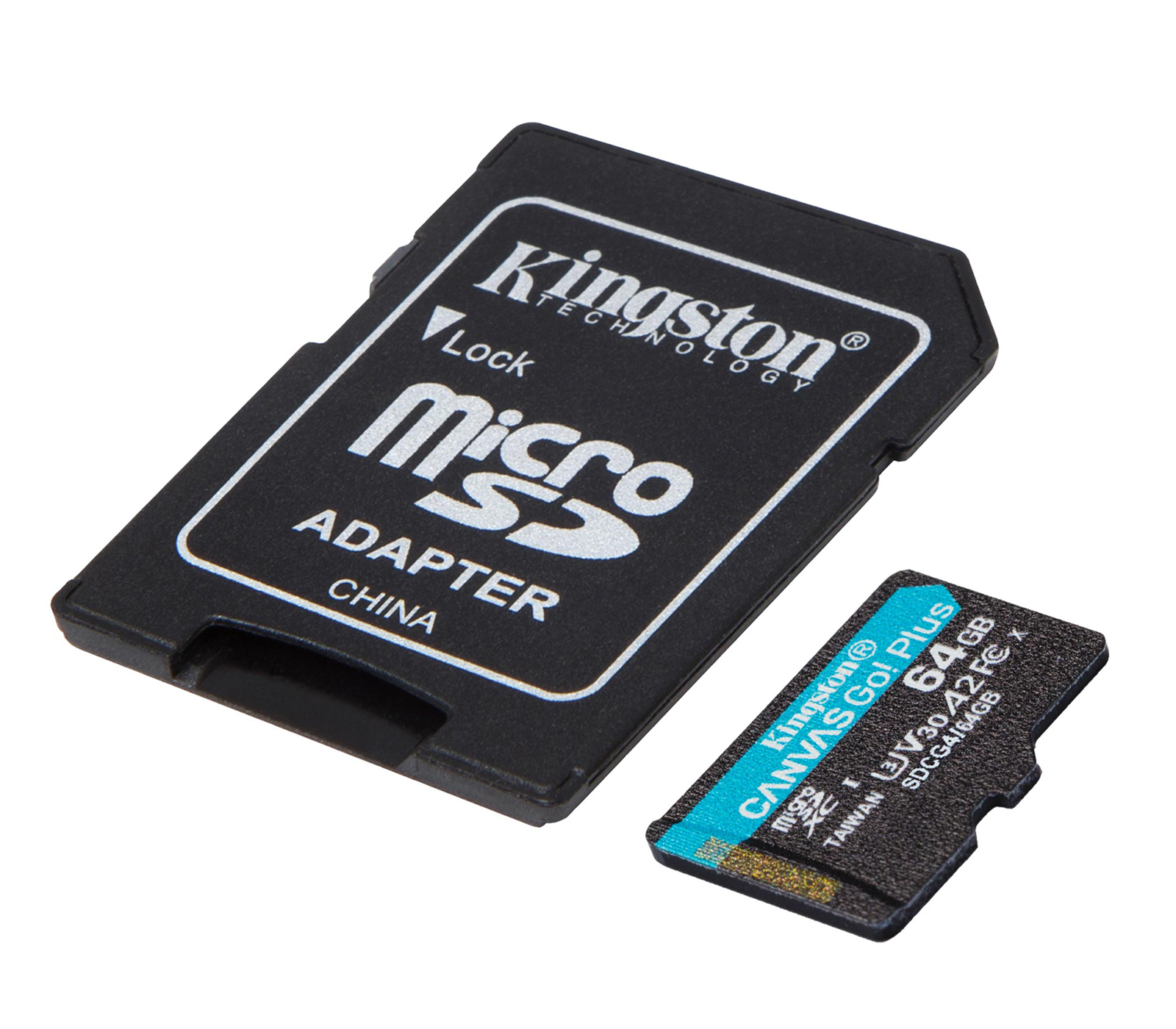 Карта памяти Kingston MicroSDXC 64GB Canvas Go! Plus G4 UHS-I U3 V30 A2, с SD-адаптером