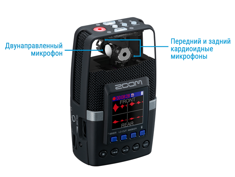 Портативный рекордер Zoom H2e, 3 микрофона, 32-bit Float