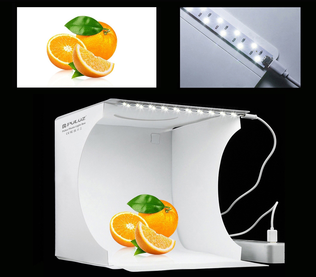 Фотобокс с подсветкой Puluz PU5021, 23 см, 1 LED панель + 6 фонов