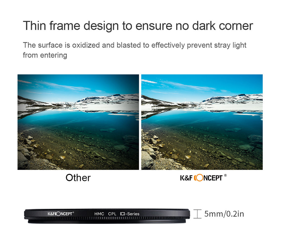 Светофильтр K&F Concept KU12 Classic Series HMC CPL, Blue Coated, 49 мм