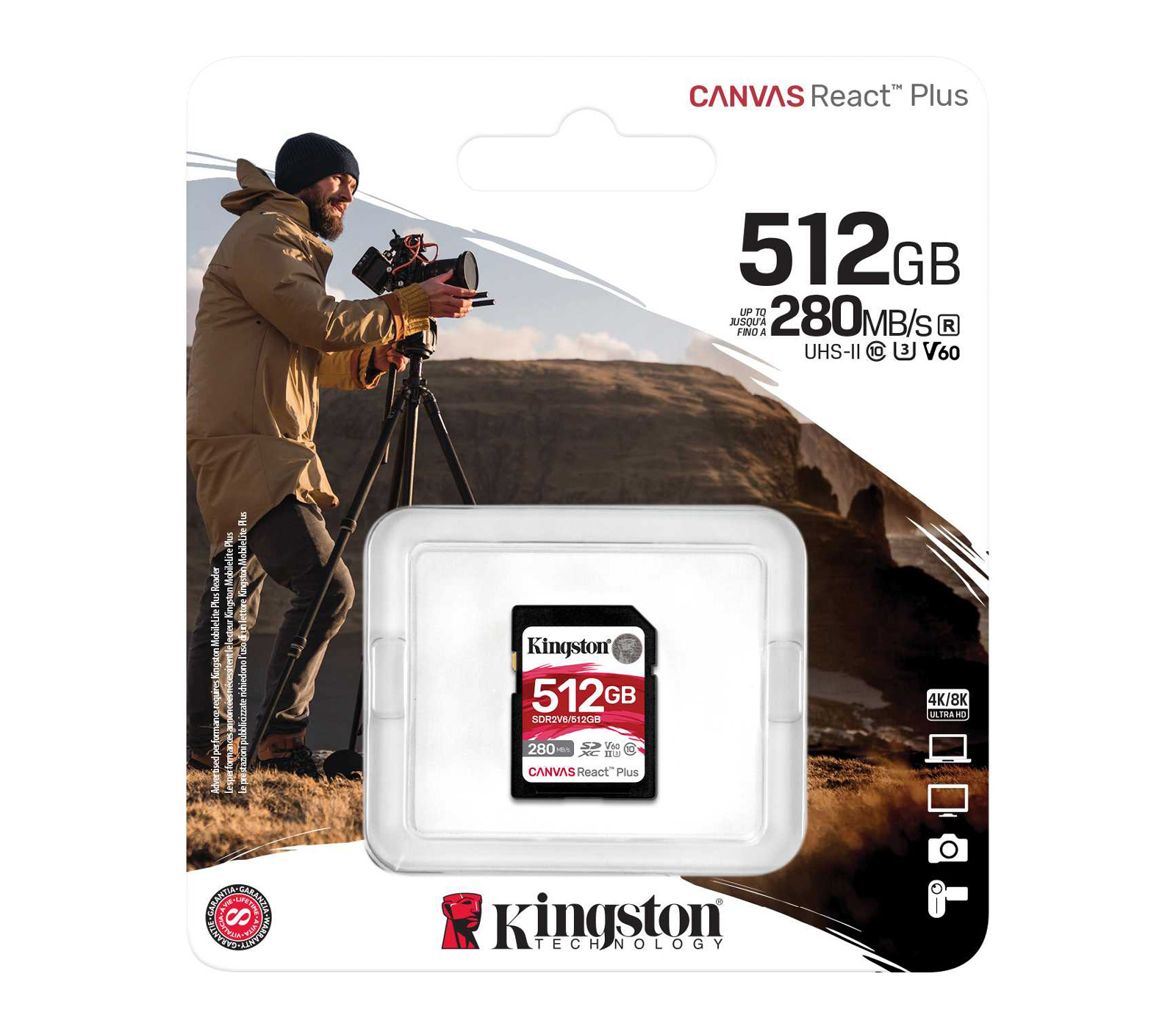 Карта памяти Kingston SDXC 512GB Canvas React Plus UHS-II V60 150/280Mb/s