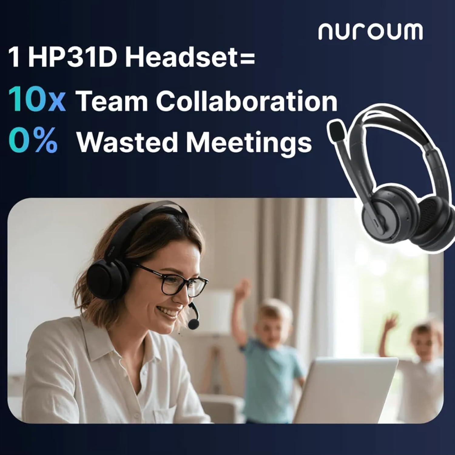 Беспроводная гарнитура Nearity Nuroum HP31DU Wireless Business Headset, Bluetooth 5.4, стерео