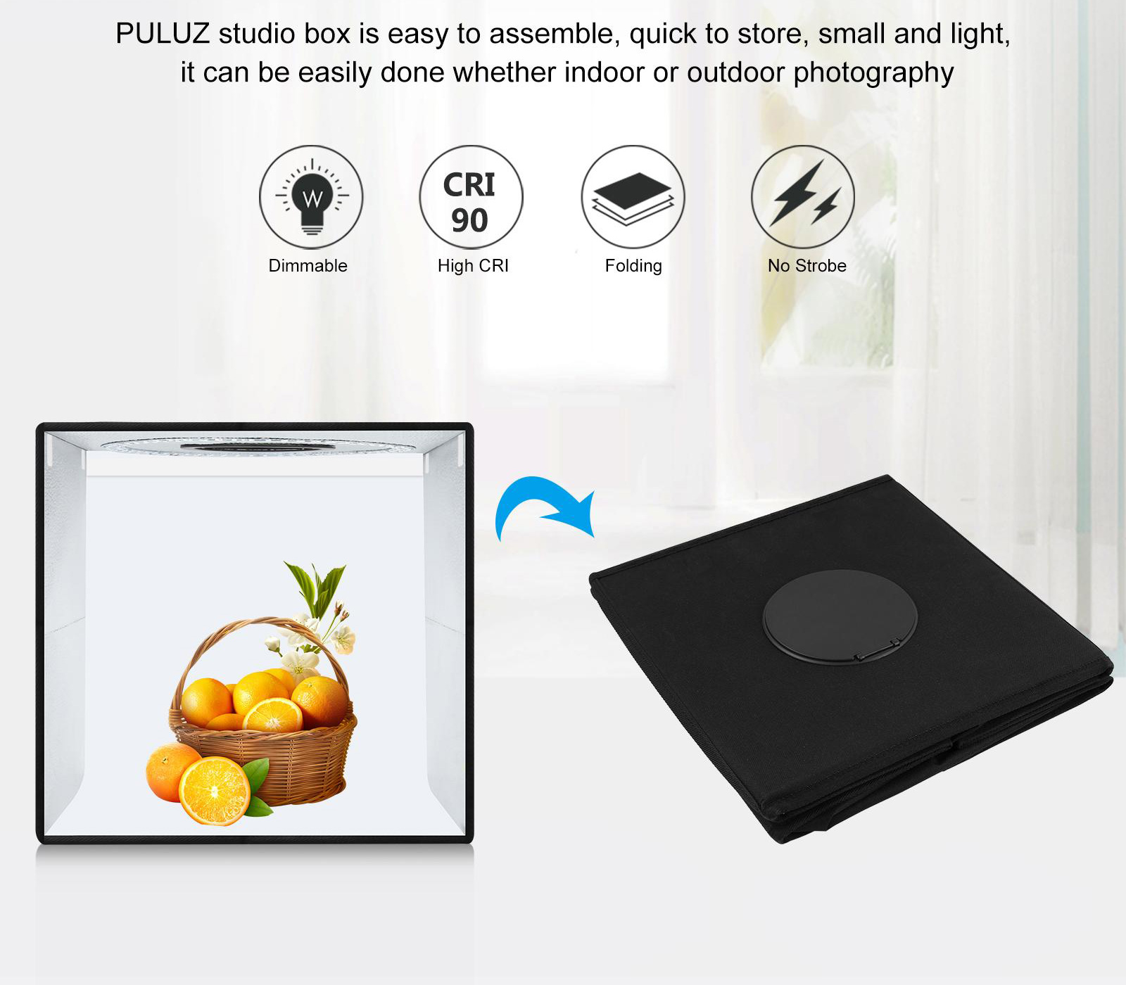 Фотобокс Puluz 50 см, с кольцевой подсветкой 30Вт и 6 фонами (уцененный)