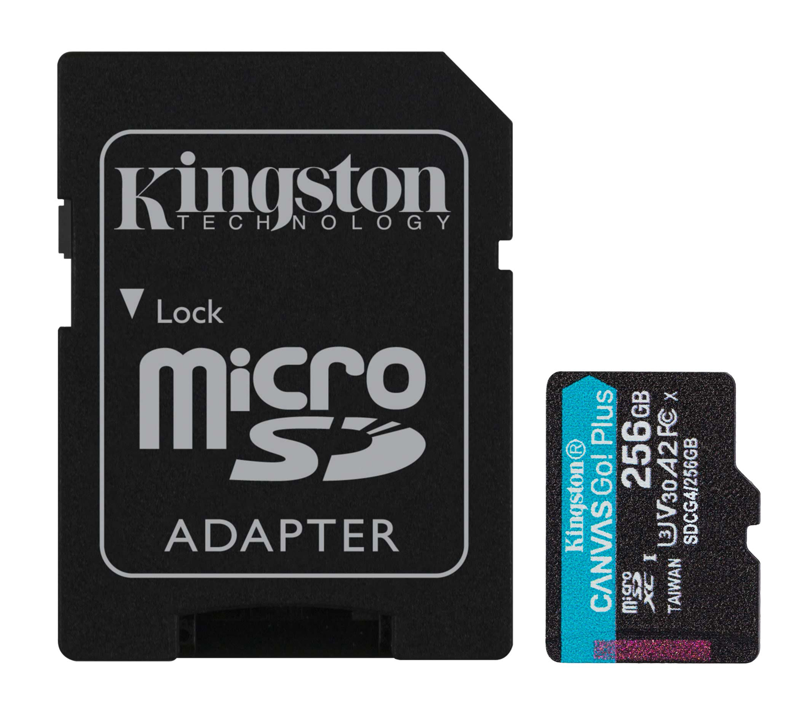 Карта памяти Kingston MicroSDXC 256GB Canvas Go! Plus G4 UHS-I U3 V30 A2, с SD-адаптером