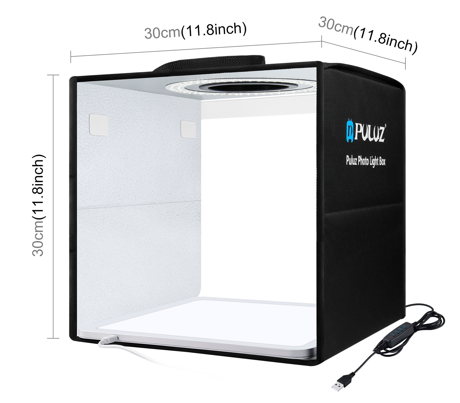 Фотобокс Puluz PKT3200, 30 см, кольцевая + нижняя подсветка, 6 фонов
