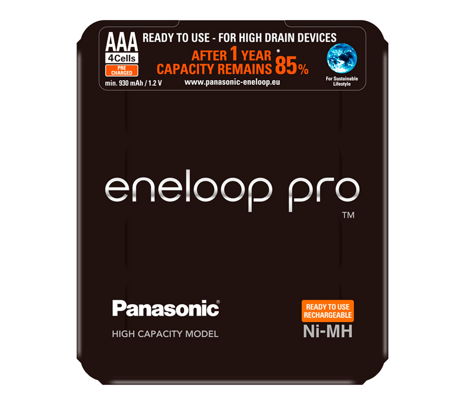Аккумуляторы Panasonic Eneloop PRO AAA 900 мАч, 4 шт. (BK-4HCDE/4LE)