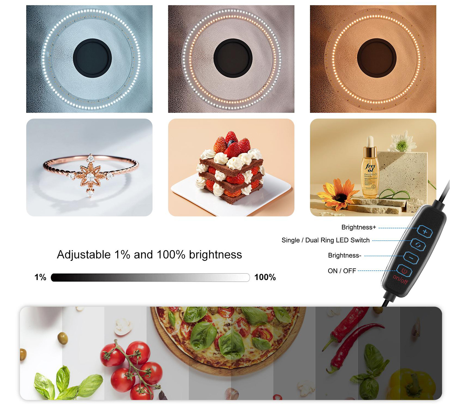 Фотобокс Puluz 50 см, с кольцевой подсветкой 30Вт и 6 фонами