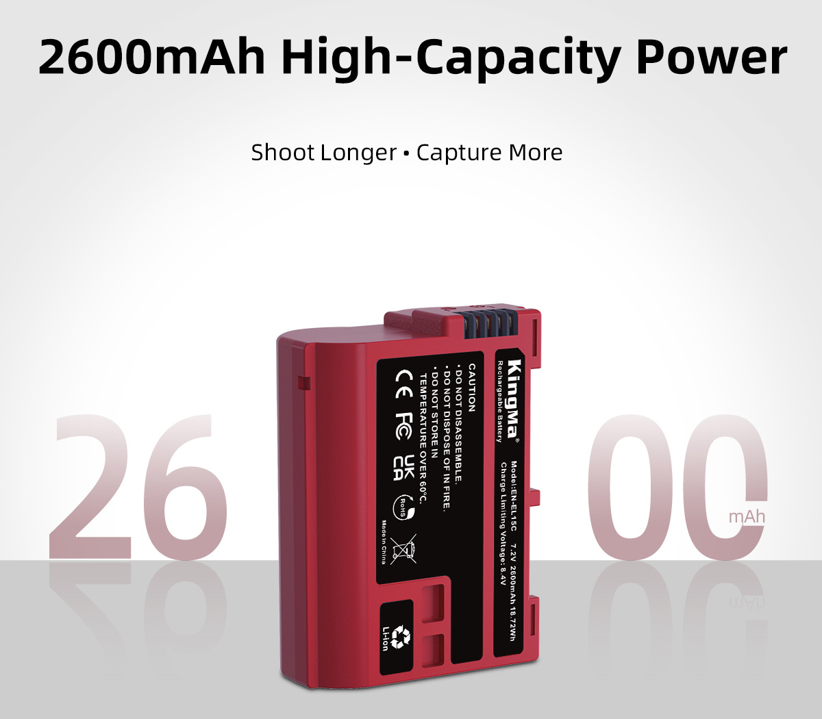 Аккумулятор Kingma EN-EL15C с защитным кейсом, 2600 мАч