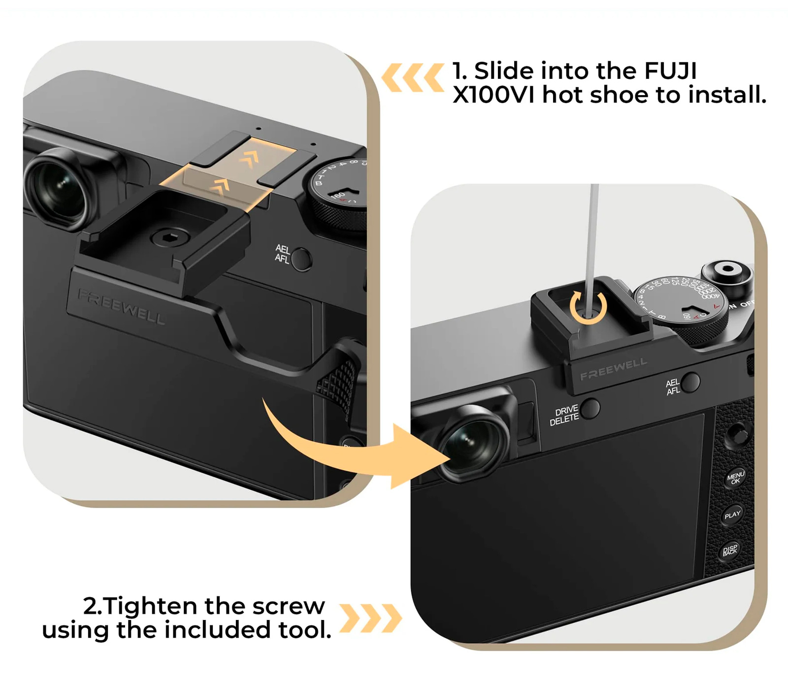 Упор для большого пальца Freewell Thumb Grip для Fujifilm X100VI, с башмаком, черный