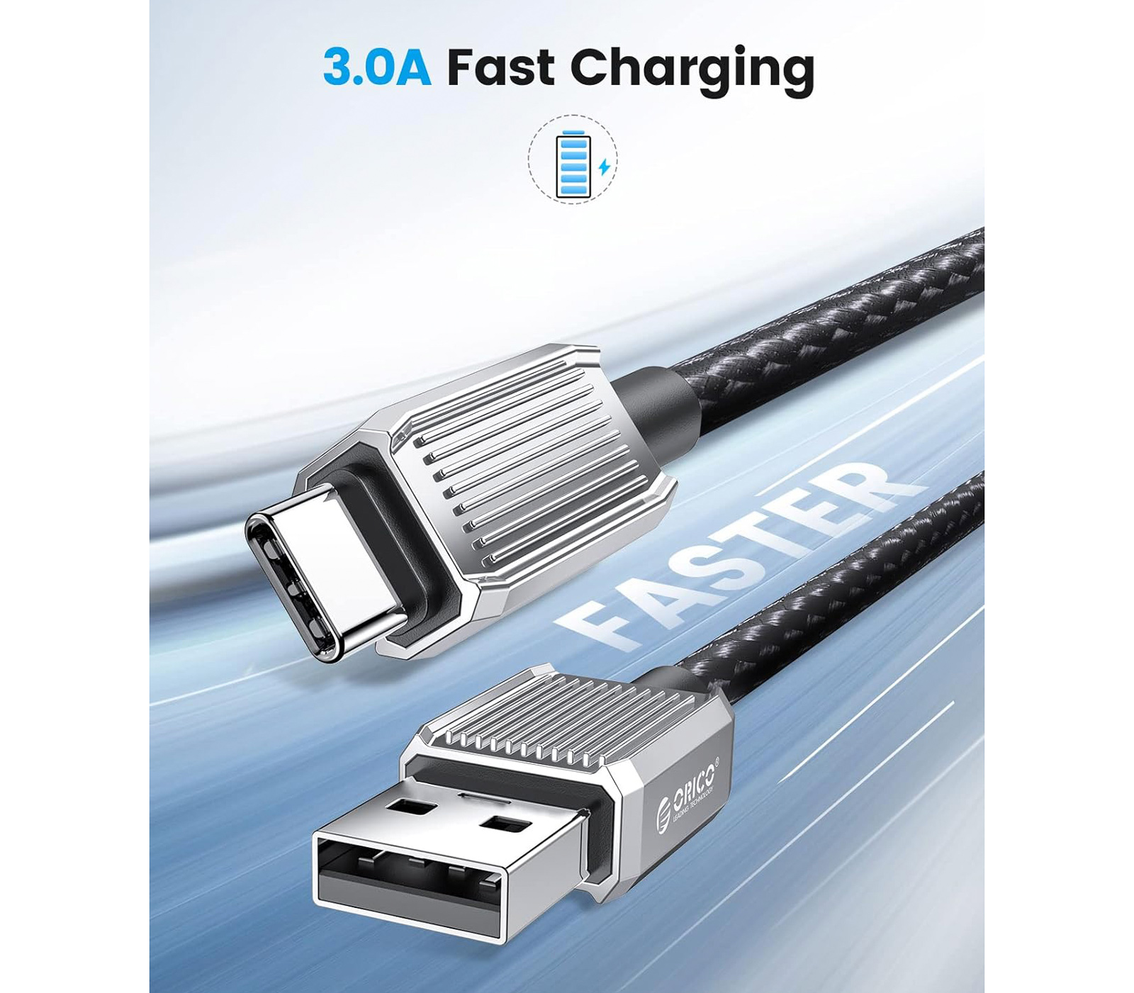 Кабель Orico GQZ15-10, USB 2.0 Type-A / Type-C, 3А 15Вт, 1 м