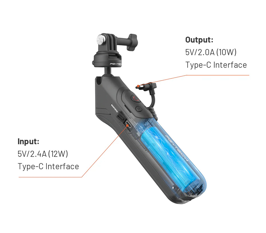 Рукоятка-штатив PGYTECH CapLock MantisPod Power GoPro Edition, с аккумулятором 5000 mAh