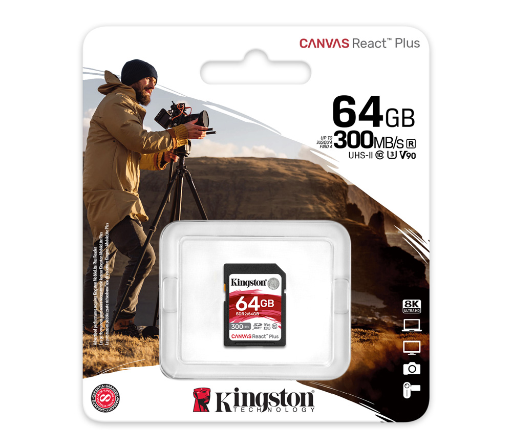 Карта памяти Kingston SDXC 64GB Canvas React Plus UHS-II V90 260/300Mb/s (уцененный)