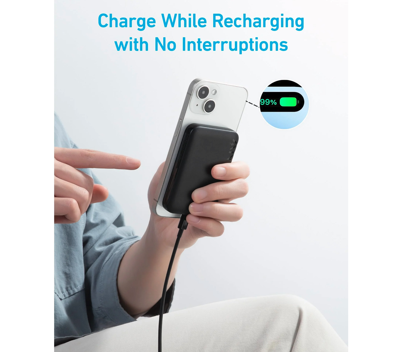 Внешний аккумулятор Anker 321 MagGo 5K, 5000 мАч, MagSafe, черный