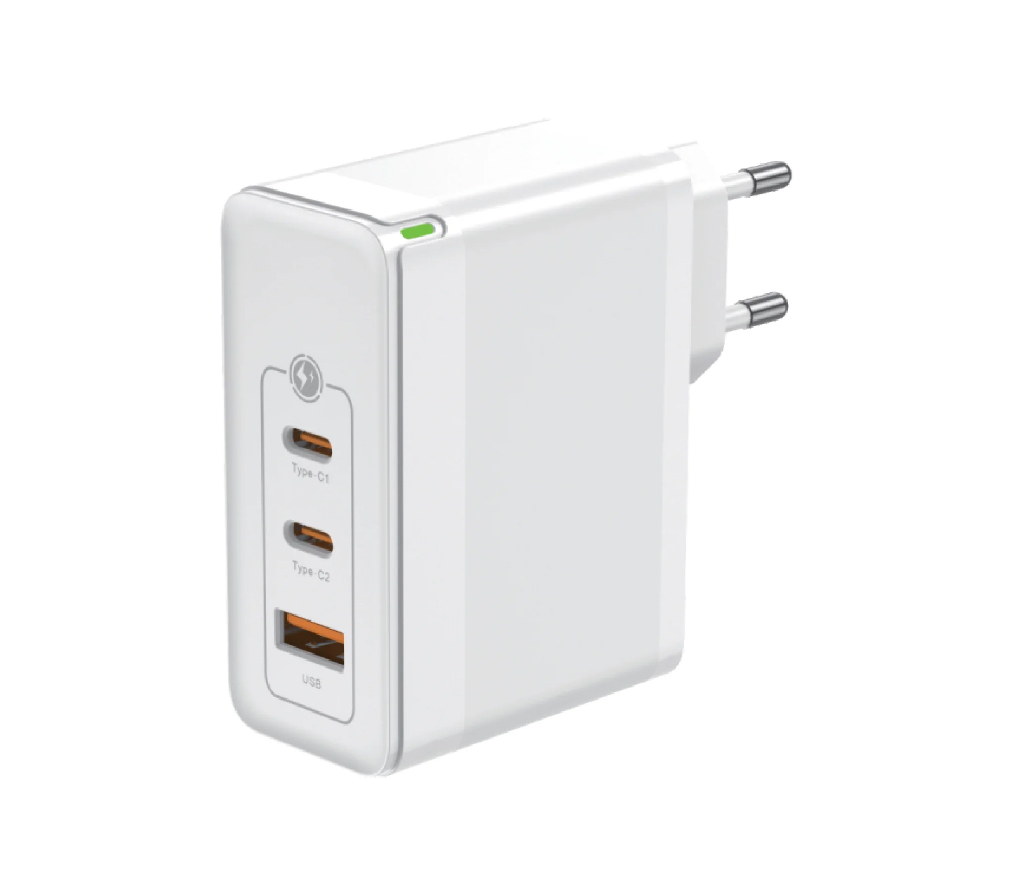 Зарядное устройство Aksberry T100 GAN, 2x USB-C + USB-A, 100 Вт, белое