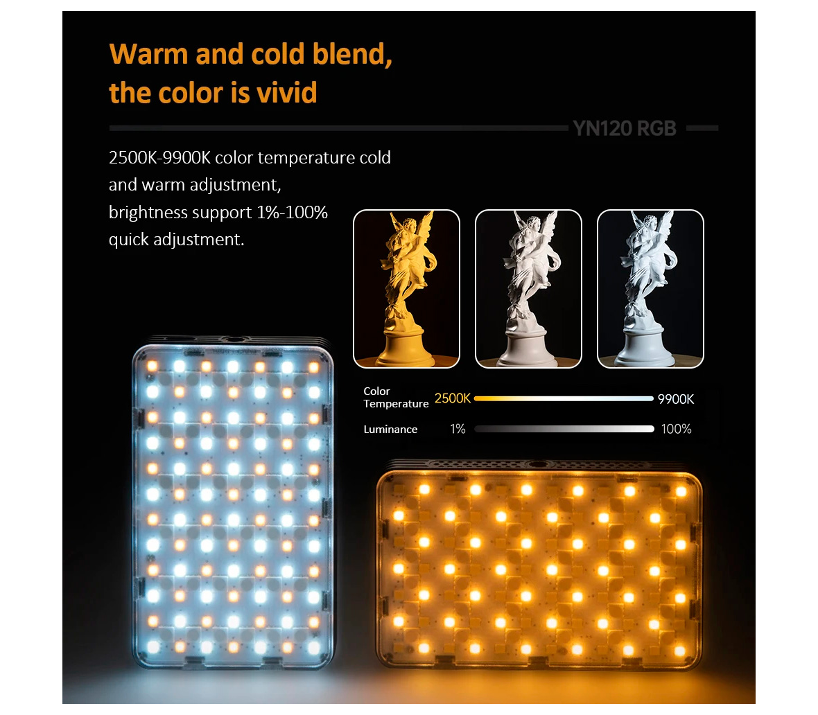 Осветитель Yongnuo YN120 RGB, 2500-9000К, 8 Вт