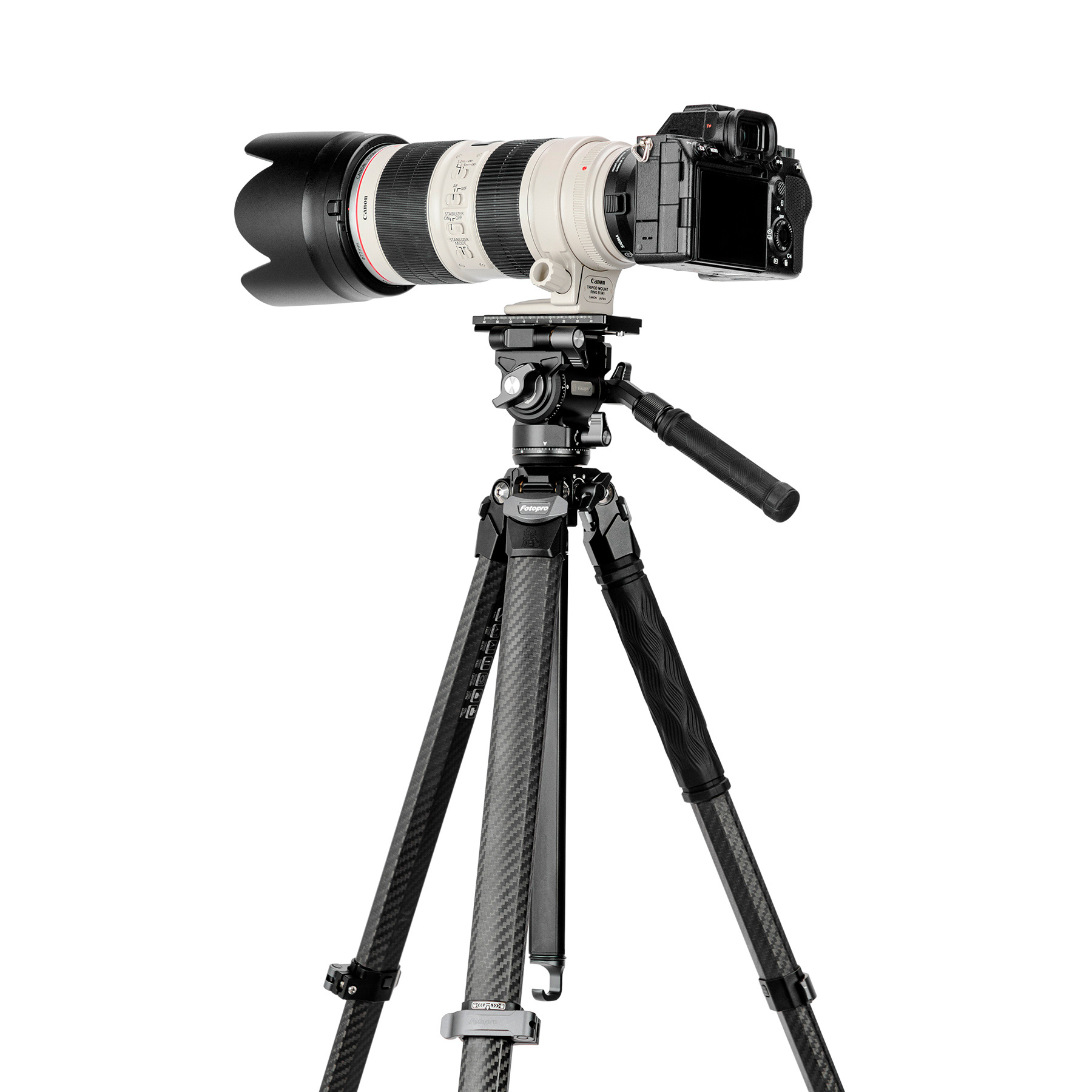 Штатив Fotopro Origin Plus Video с видеоголовой MH-6A Pro, карбоновый