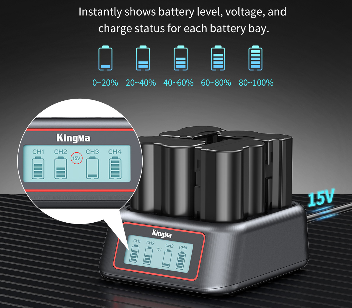 Зарядное устройство Kingma BM069-W235 для 4х Fujifilm NP-W235