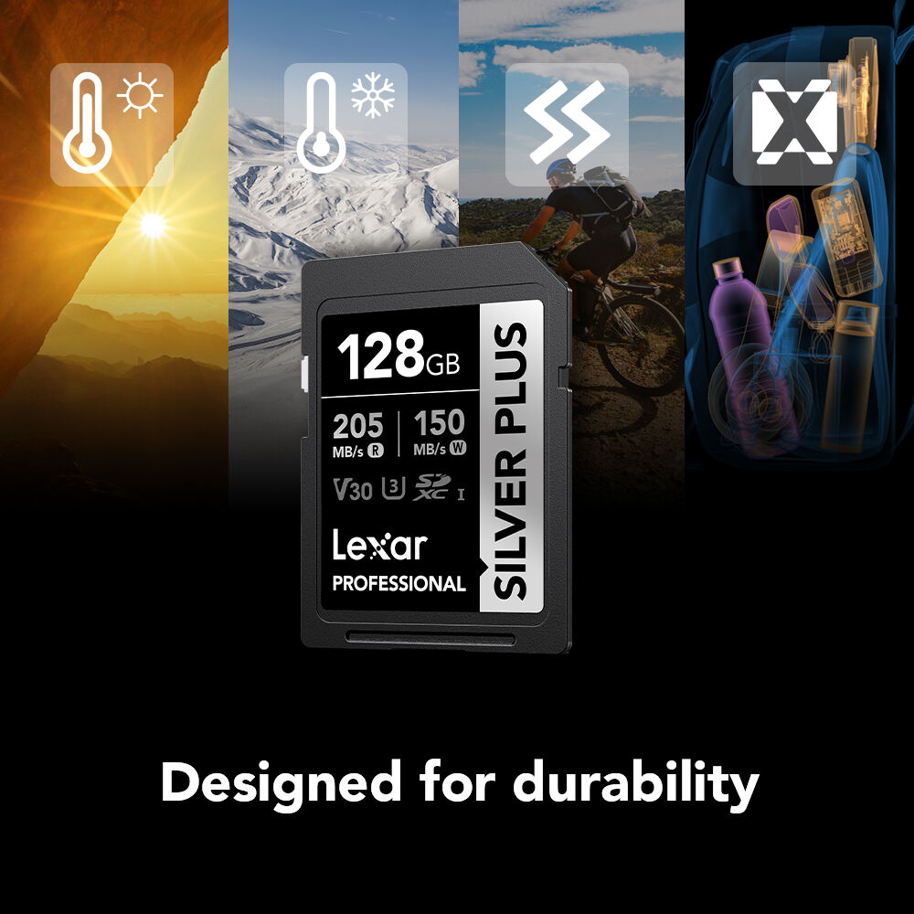 Карта памяти Lexar SDXC 128GB Professional Silver Plus UHS-I U3 V30 (205/150 MB/s)