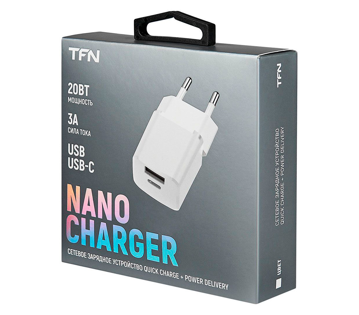 Зарядное устройство TFN Nano USB A+C PD 20W, белое