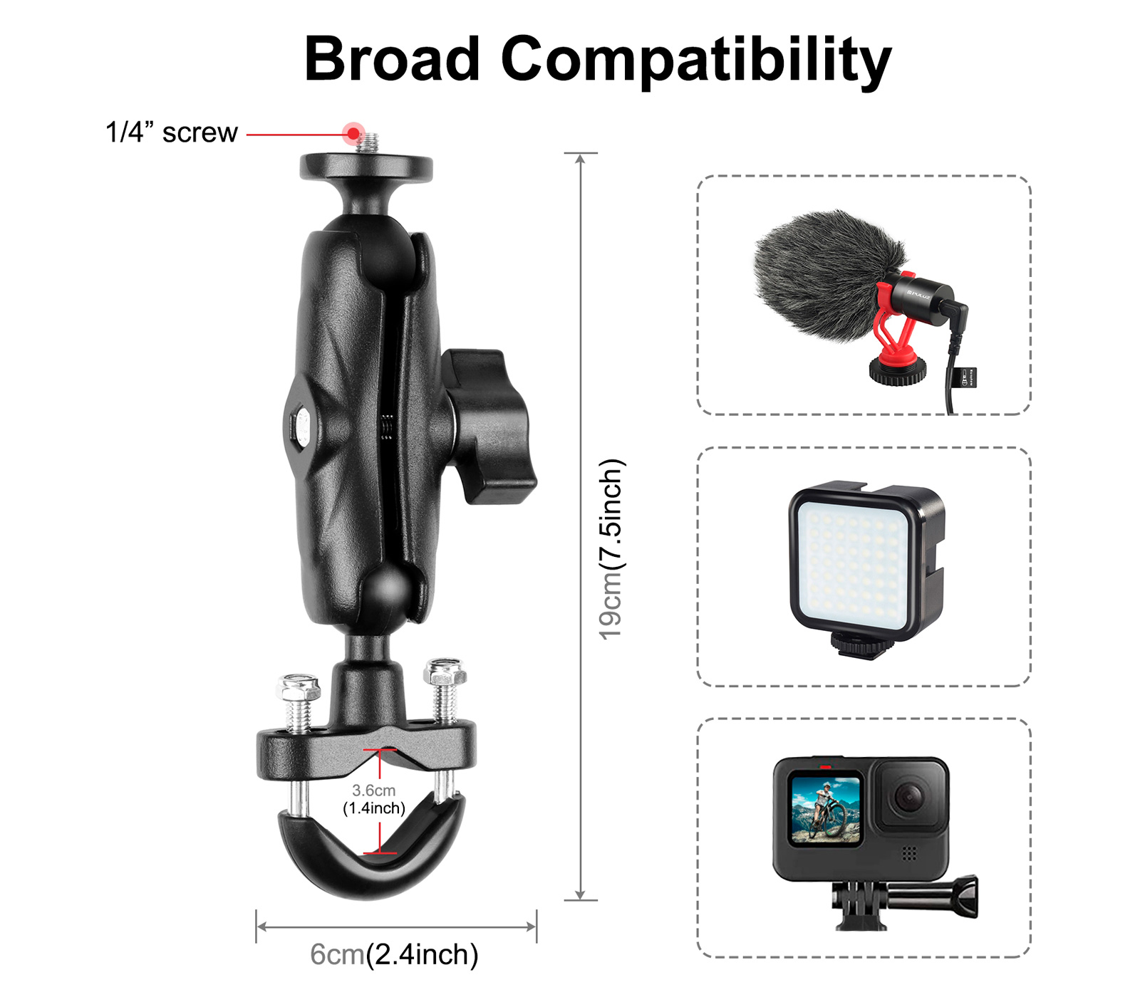 Крепление на руль или трубу Puluz PU701B для экшн- или VR 360 камеры