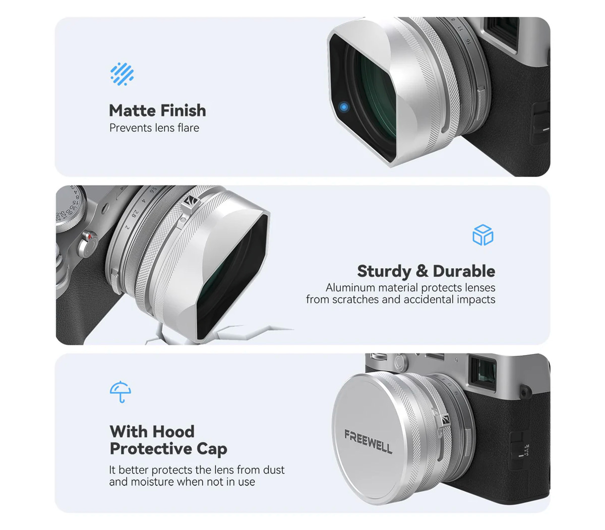 Набор аксессуаров Freewell X100 Series Filter Kit With Lens Hood, серебристый