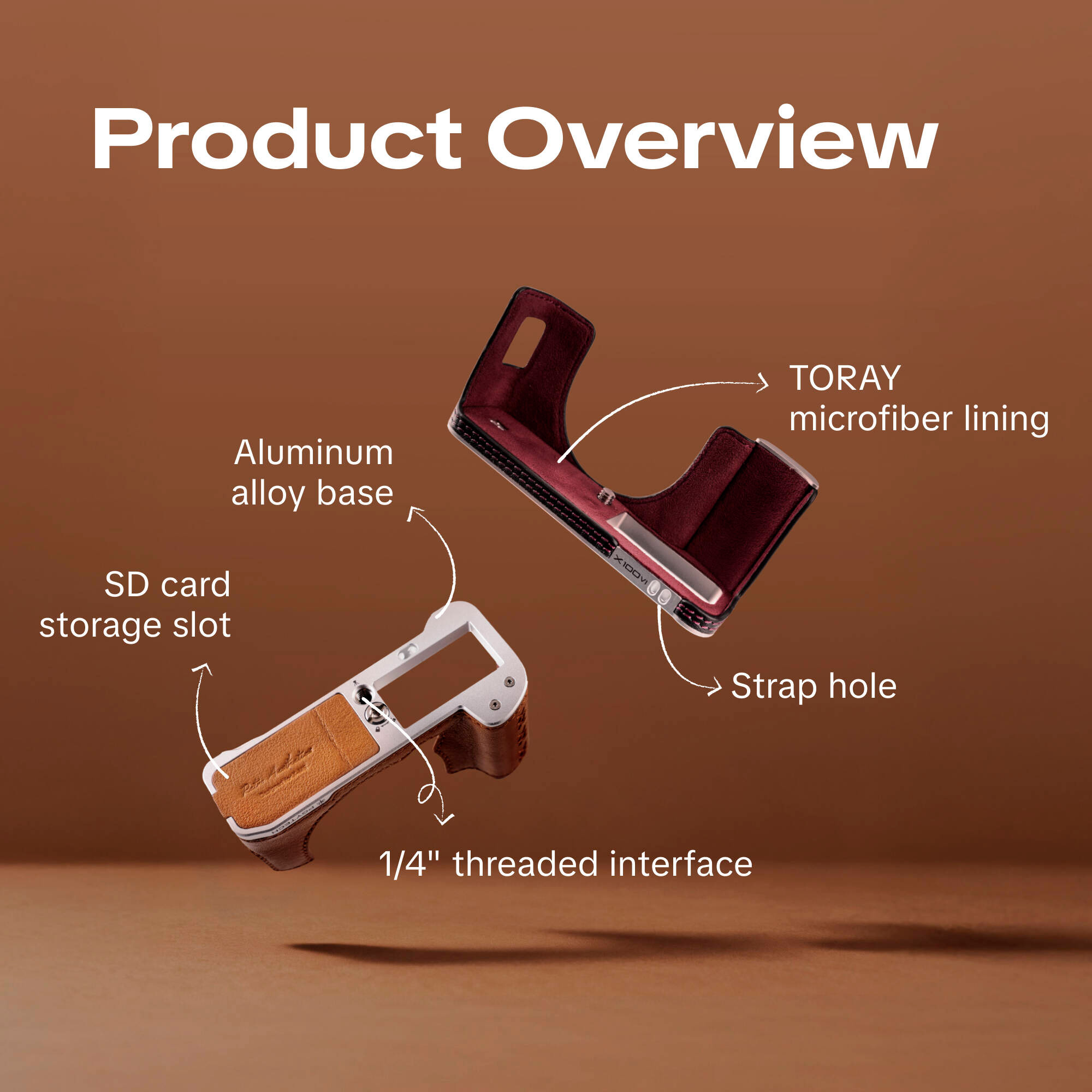 Чехол PGYTECH Leather Camera Case для Fujifilm X-T5, цвет: Clay Brown