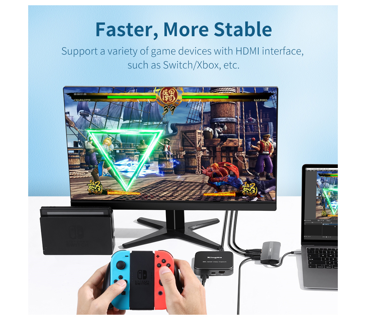 Хаб 5-в-1 Kingma BMU034, USB-C, 2х USB-A, Ethernet, HDMI 2.0