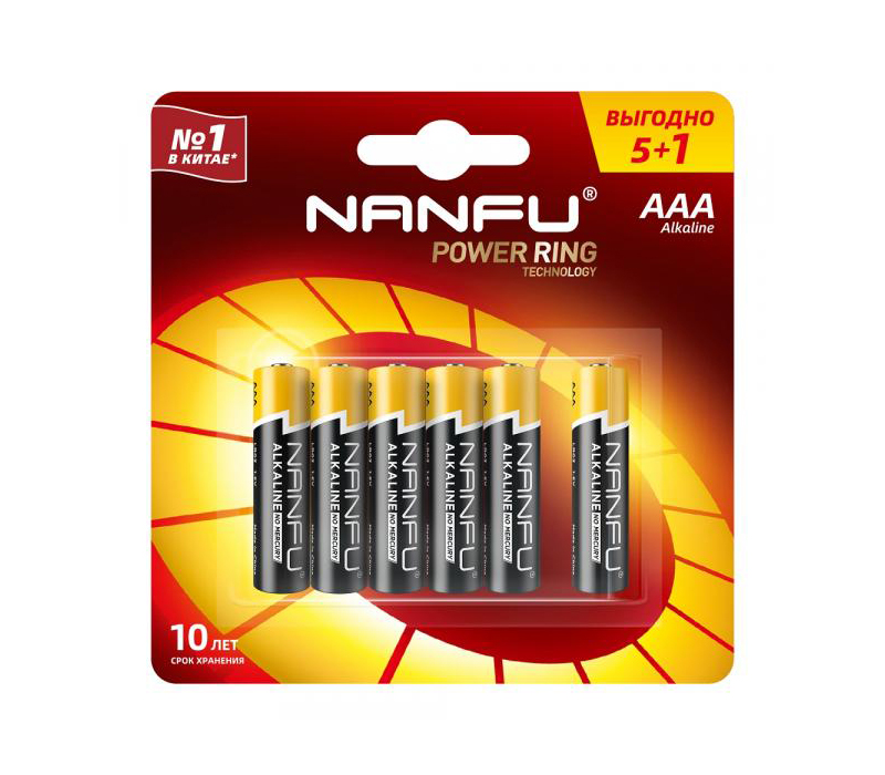 Батарейки Nanfu AAA Power Ring, 6 шт.
