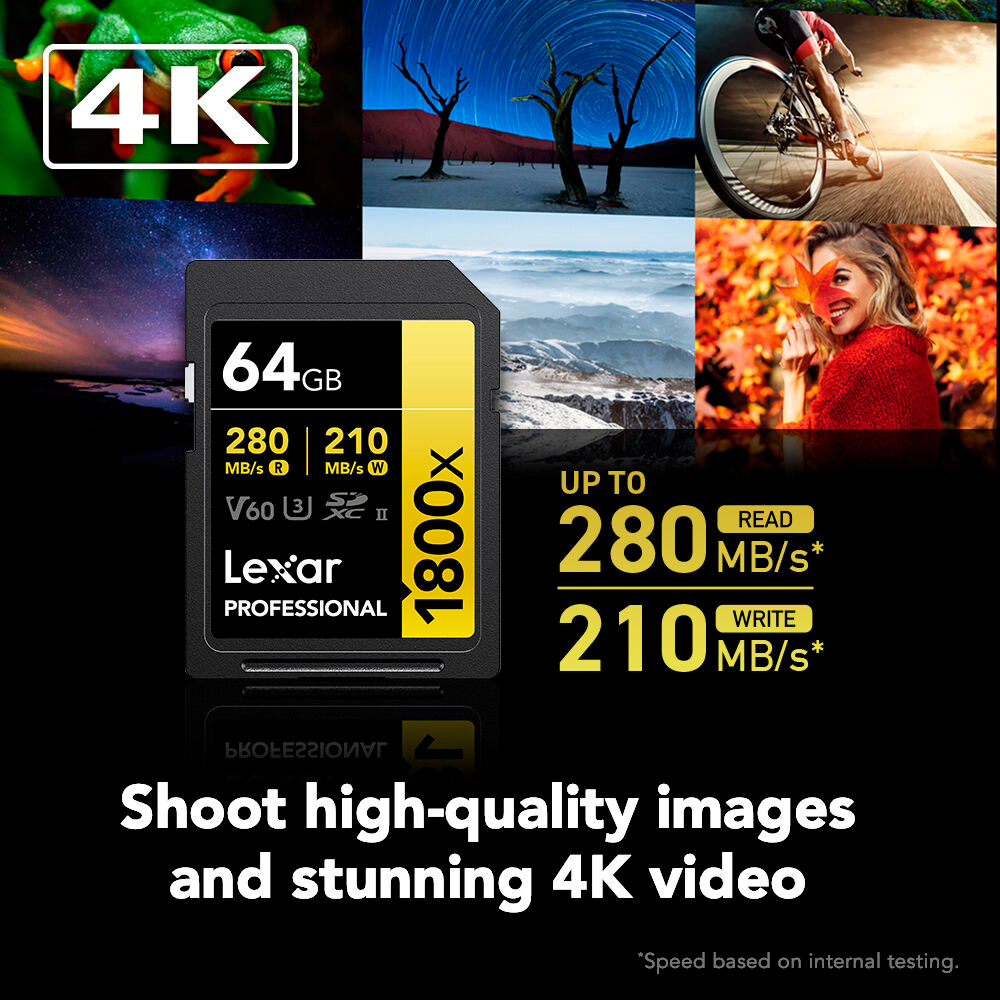 Карта памяти Lexar SDXC 64GB Professional 1800x UHS-II U3 V60 (280/210 MB/s)