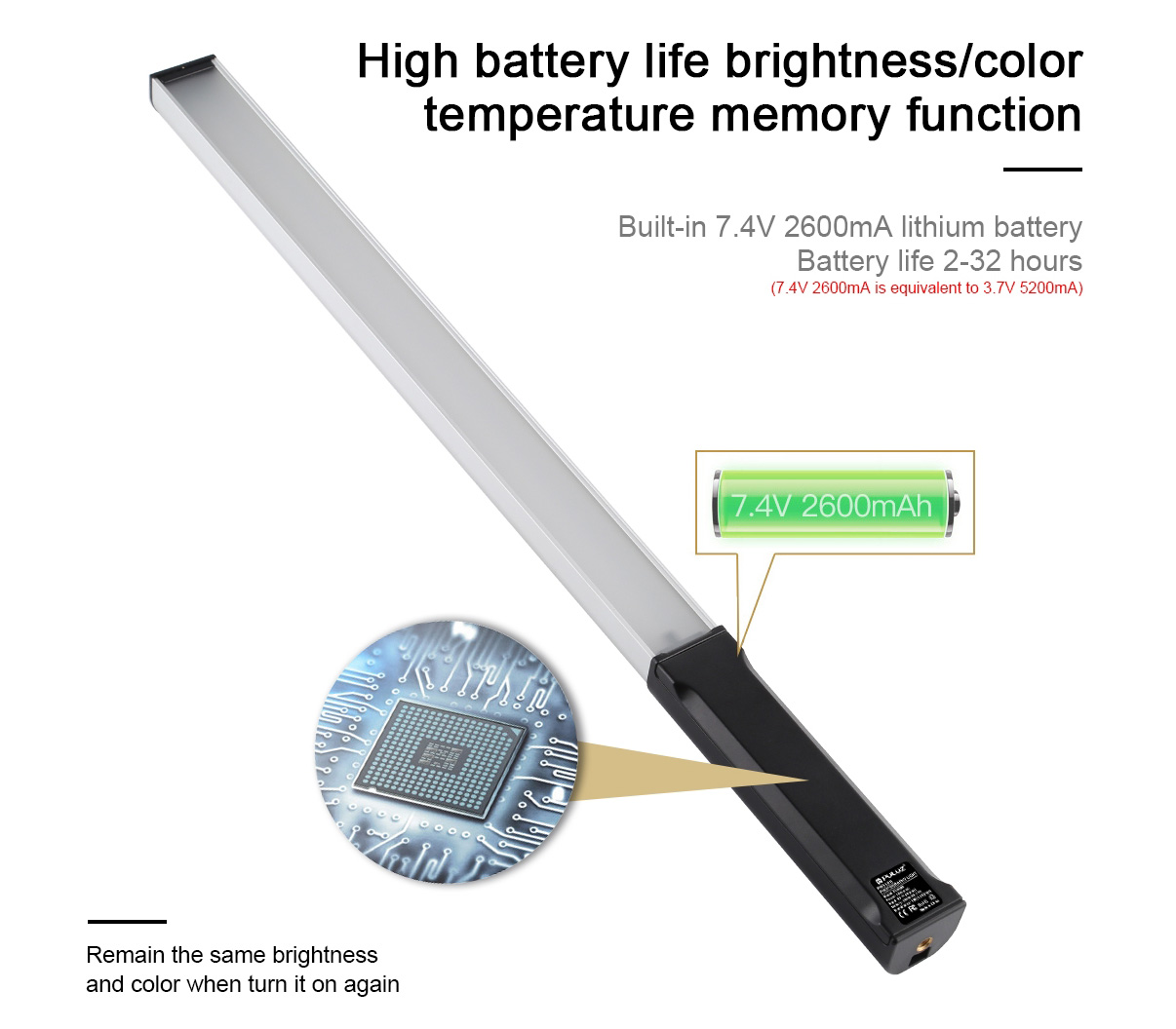 Осветитель Puluz PU460B, 3200-5600К, RGB, 10 Вт, 55 см