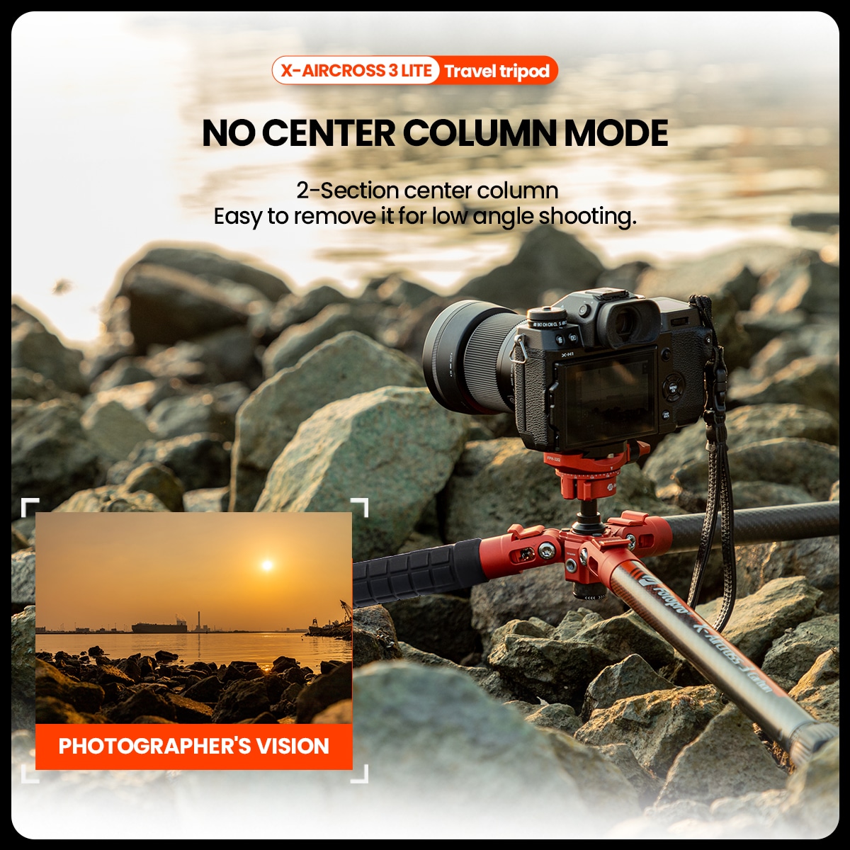 Штатив Fotopro X-Aircross 3 Lite Orange, карбон, до 4 кг (уцененный)