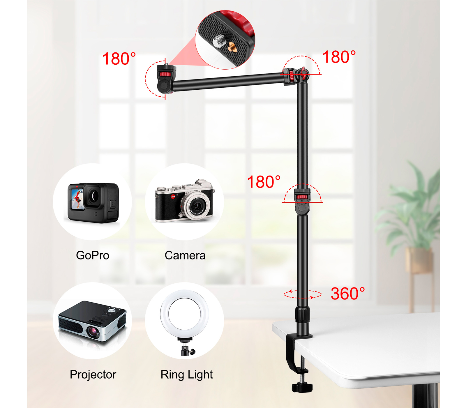 Настольный держатель Puluz PU3103B C-Clamp Desk Stand со струбциной