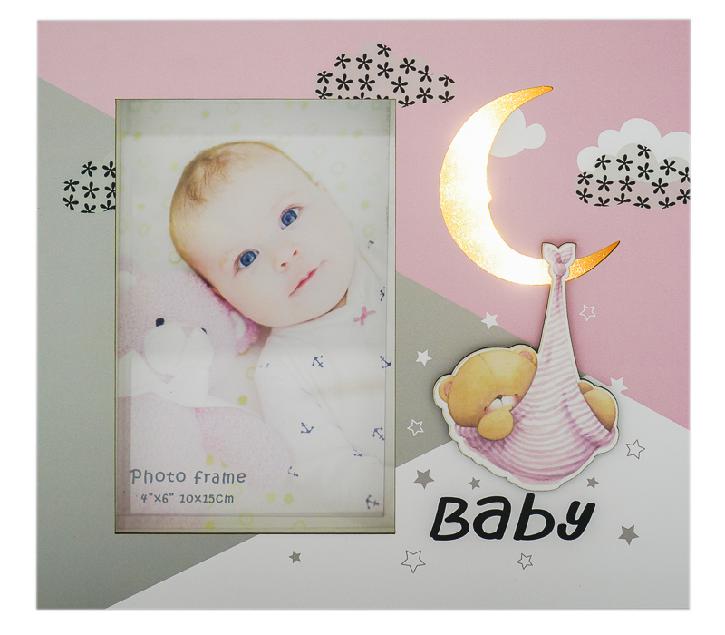 Фоторамка Fotografia 10x15 см, с подсветкой, "Baby", розовая (FFL-804)