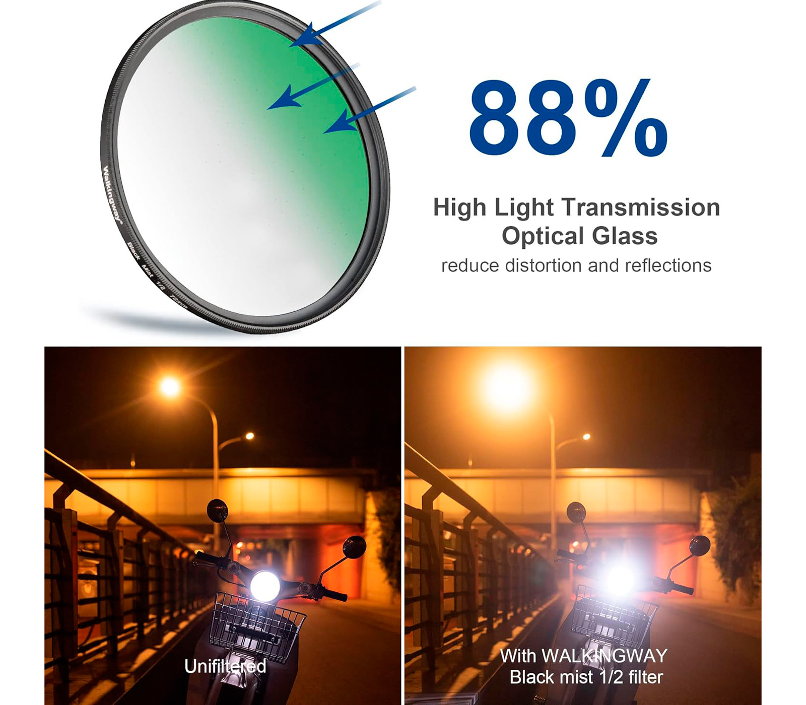 Светофильтр Walking Way Black Mist 1/2 82mm
