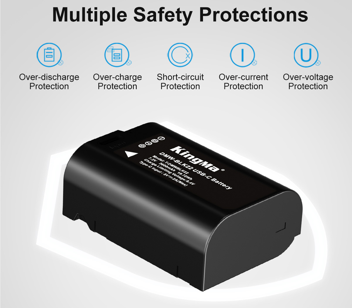 Аккумулятор Kingma DMW-BLK22 2600 мАч, с портом зарядки Type-C