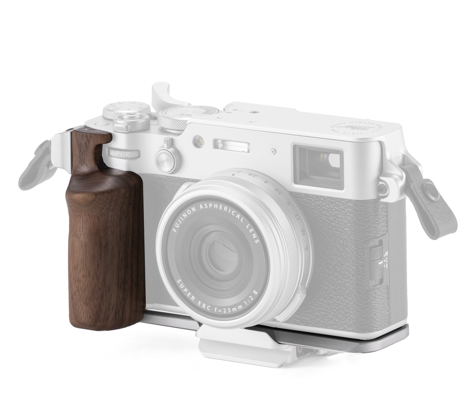 Рукоятка Tilta Mounting Baseplate with Wooden Grip для Fujifilm X100VI, серебристая