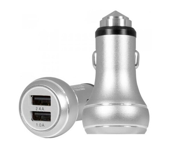 Автомобильное зарядное устройство Devia Thor Dual USB Port Car Charger, серебристое (уцененный)